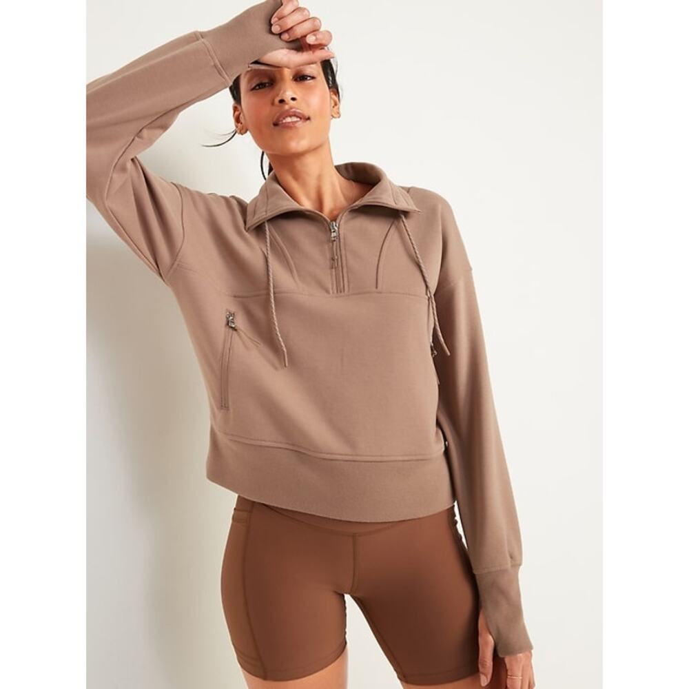 Old Navy Dynamic Fleece Half Zip Scuba Sweatshirt Rare Earth Brown 4X NWT